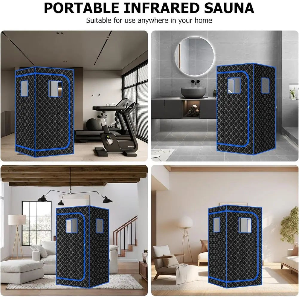 1-Person Home Infrared Sauna Tent with 660Nm Red Light Therapy, Heating Foot Pad & Reinforced Chair